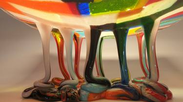 MultiColor: a One-of-a-Kind Fused Glass Fine Art Centerpiece thumb