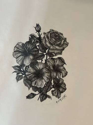 Original Black & White Floral Drawings by Michael Farnworth