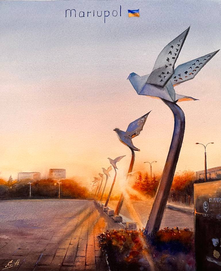 Mariupol originall artwork. Watercolor.Ukrainian arts Original Painting by olena anopriienko