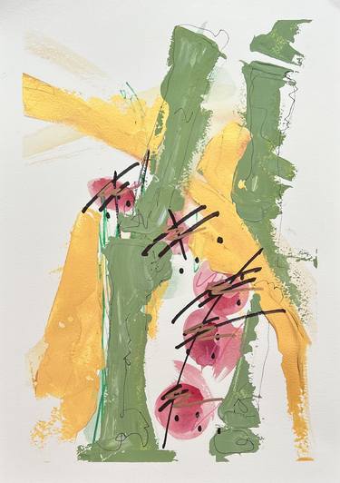 Original Abstract Expressionism Botanic Mixed Media by Rachel Mclaughlin