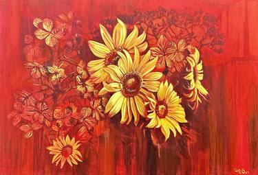 Original Abstract Floral Paintings by Violetta Radzilevych