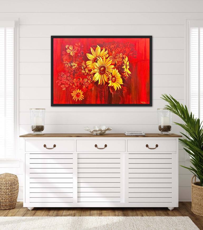 Original Abstract Floral Painting by Violetta Radzilevych