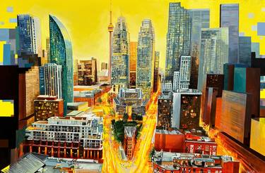 Original Abstract Cities Paintings by Violetta Radzilevych