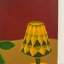 Still life painting of a pilea plant and modern Kartell lamp on a table.

Acrylic, flashe, and marker on heavy duty watercolor paper.

Signed, dated and titled on the back.