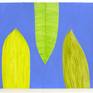 From a new experimental series of mixed media collage works. Layers of black marker create linear striations on the leaves contrasting against flat blue flashe paint negative space. Can be hung horizontally or vertically.

The original as well as open edition prints on canvas and paper are available here.