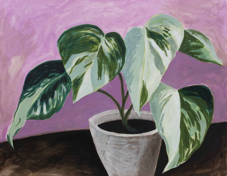 Variegated Philodendron Painting by Michael Pfleghaar | Saatchi Art