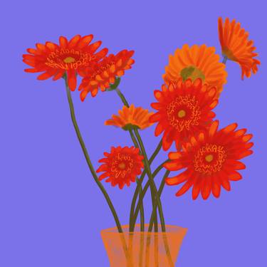 Gerbera Daisies on Purple thumb