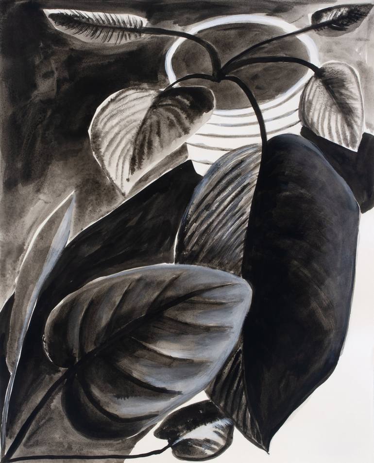Dark Philodendron 1 Painting by Michael Pfleghaar | Saatchi Art