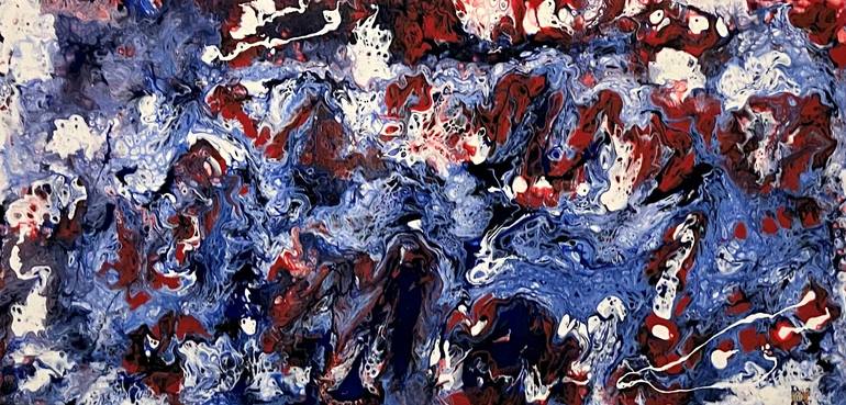 Original Abstract Mixed Media by Loh-artist-e - Louis Heinerth | Abstract Art on Canvas | Eruption sous mer - Eruption under the sea