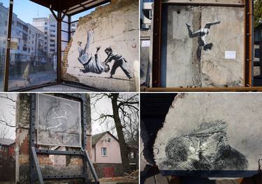 works of Banksy and C215 at Borodianka, Ukraine. March 11, 2024 thumb