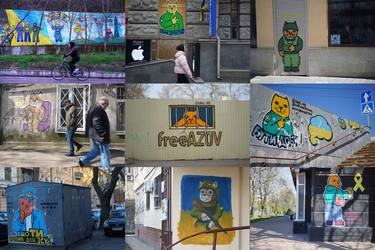 Topical cats in Ukraine. Street art Graffiti. 03-04.2024 LBWS_168 thumb