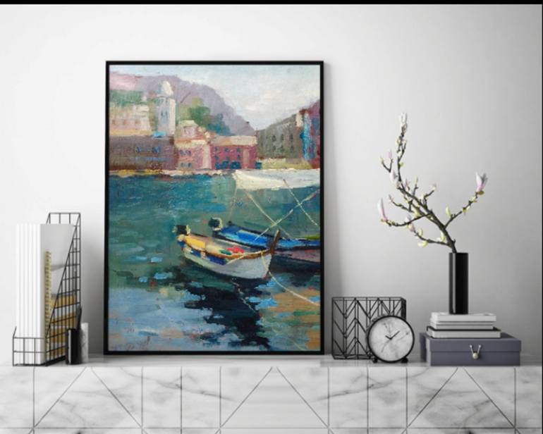 Original Contemporary Boat Painting by Helena Rozhko