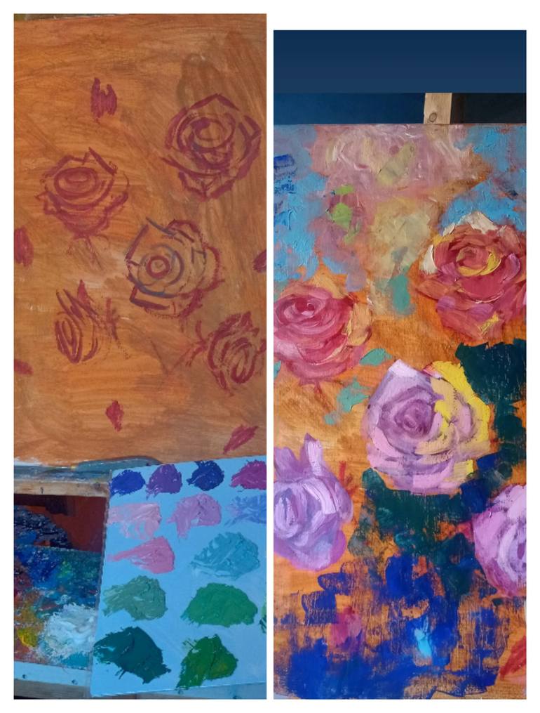 Original Contemporary Floral Painting by Helena Thin
