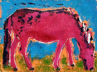 Original Expressionism Horse Printmaking by Claudia Blume