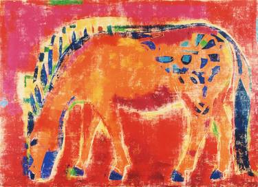 Original Expressionism Horse Printmaking by Claudia Blume