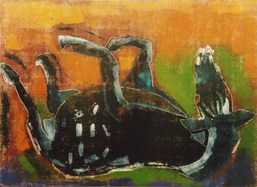 Original Expressionism Horse Printmaking by Claudia Blume