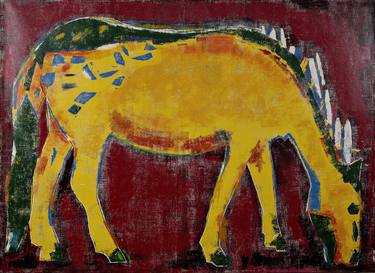 Original Expressionism Horse Printmaking by Claudia Blume