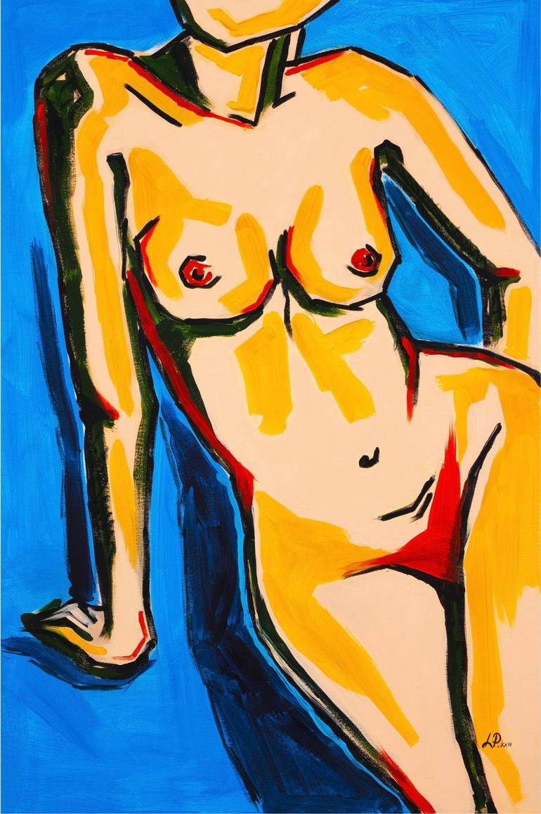 Original Modernism Nude Painting by Yelyzaveta Petukhova