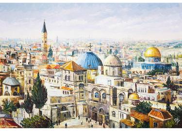 Original Art Deco Landscape Painting by Shada Shreef