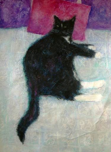 Original Expressionism Cats Paintings by angie cotterill