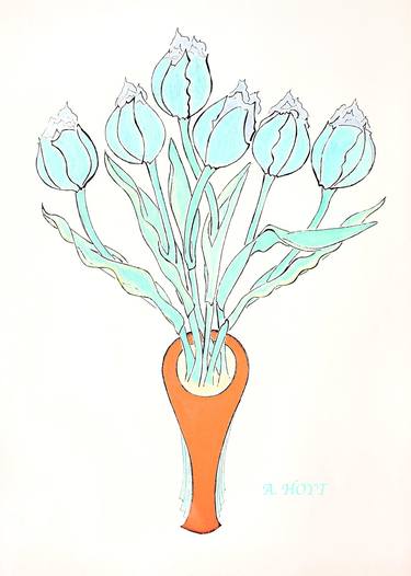 Original Contemporary Floral Drawings by Alexandra Hoyt