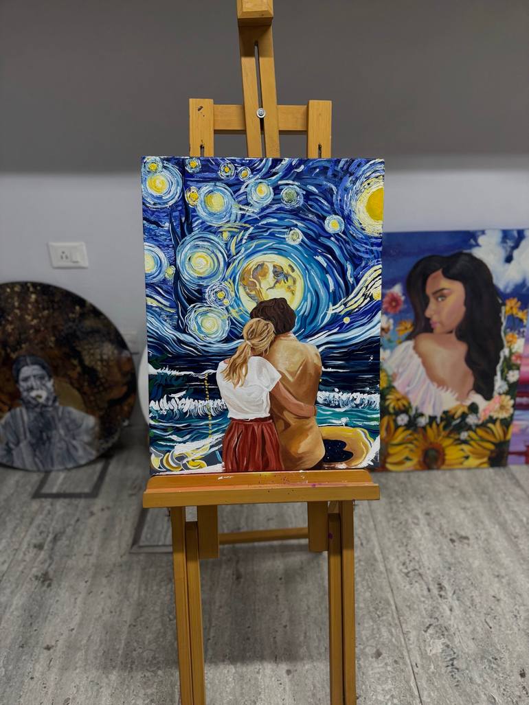 Original Love Mixed Media by Shrradhaa Gambhir | Abstract Expressionism Art on Acrylic | All the Moons for you