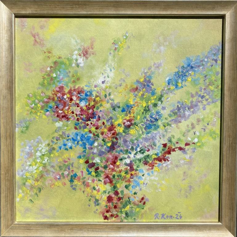 Original Abstract Floral Painting by Renáta Konečná