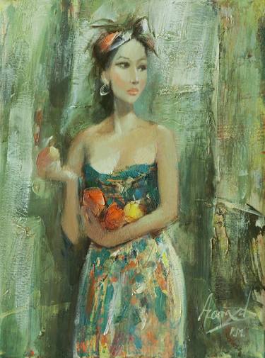 Original Figurative Women Painting by Aramazd Petrosyan