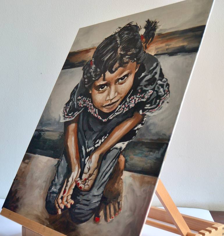 Original Abstract Expressionism Children Painting by Roop Mukhopadhyay