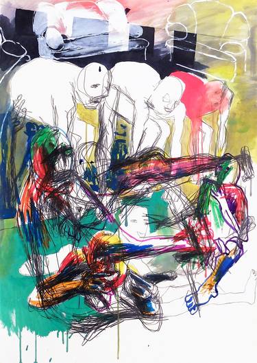 Original Abstract Expressionism Men Mixed Media by Andrey Andreev