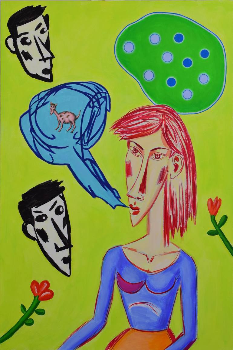 Original Surrealism People Painting by Jim Radakovich