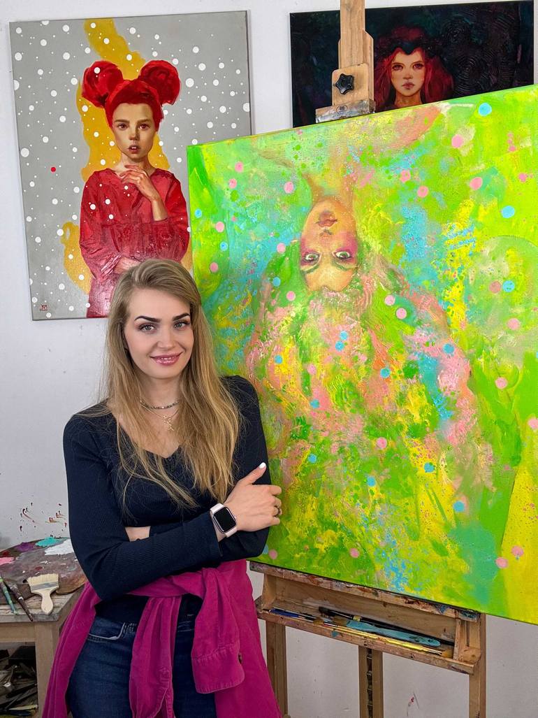 Original Abstract Classical Mythology Painting by Juliette Brekman