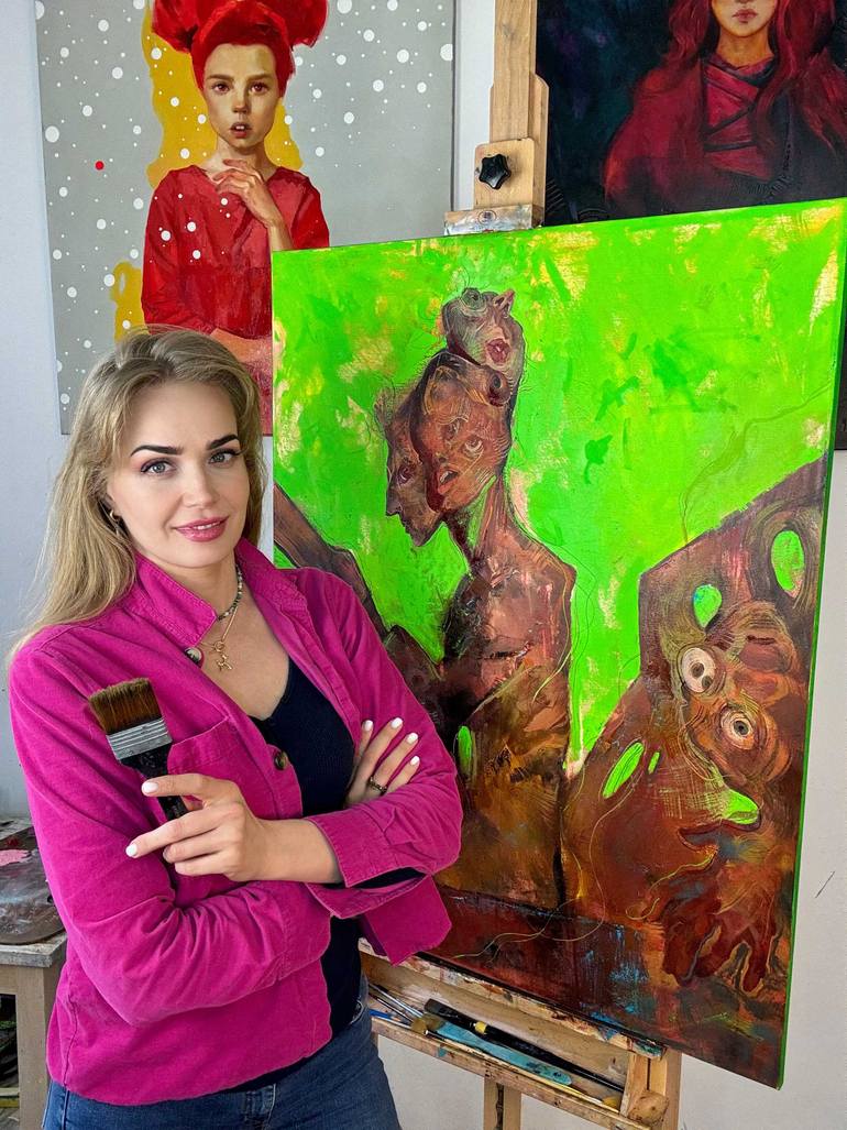 Original Futurism Abstract Painting by Juliette Brekman