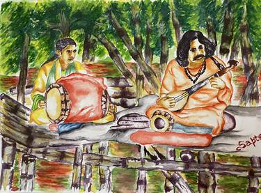 Print of Folk Music Paintings by saptarshi karmakar