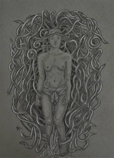 Original Art Nouveau Classical Mythology Drawing by FAUSTO VILLASEÑOR