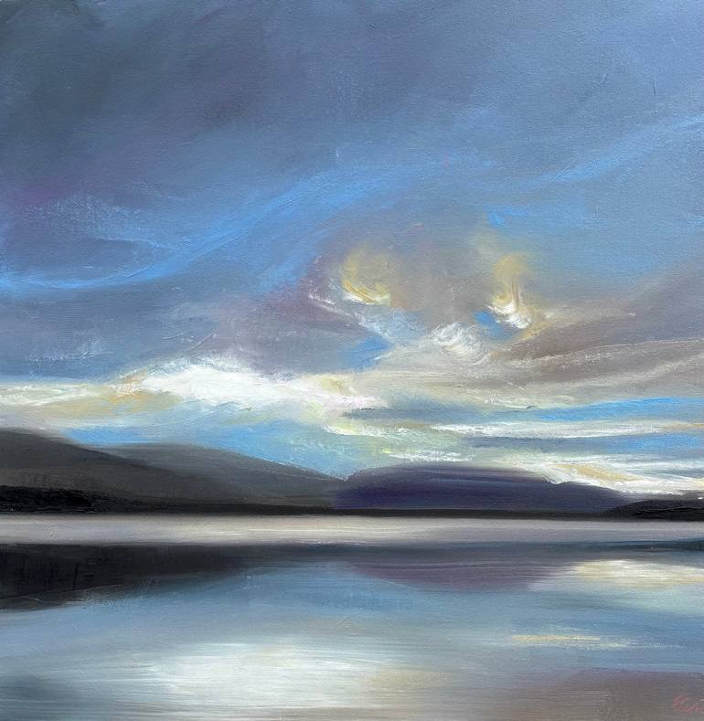 Original Landscape Painting by Francesca Currie | Abstract Expressionism Art on Canvas | Nightfall at the Loch