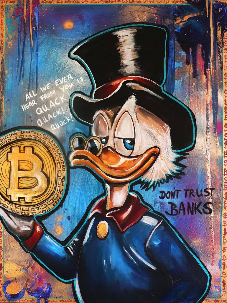Bitcoin Duck Painting by Julia Hirschfeld | Saatchi Art Austria