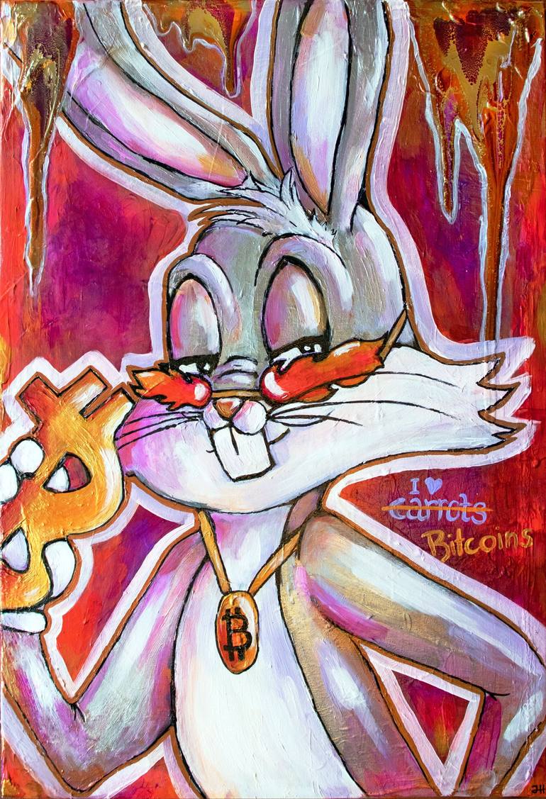 Bitcoin Bunny Painting by Julia Hirschfeld | Saatchi Art