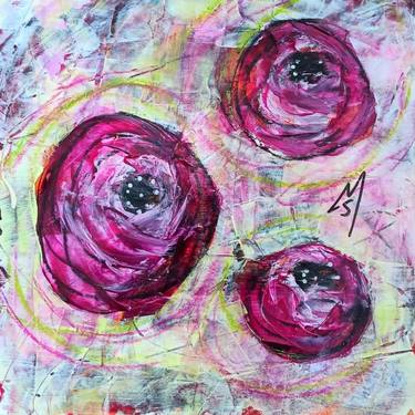 Original Abstract Floral Mixed Media by Monette Satterfield