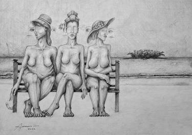 Original Expressionism Beach Drawings by Ausonio Rodrigues
