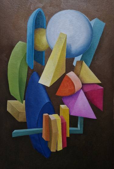 Original Abstract Geometric Painting by Ausonio Rodrigues