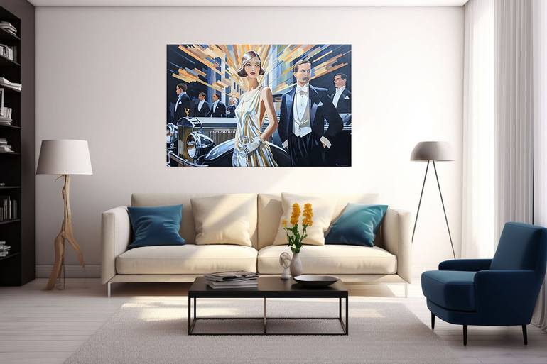 Original Art Deco People Painting by Marie Baboučková