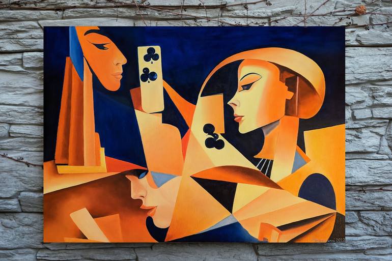 Original Surrealism Geometric Painting by Marie Baboučková