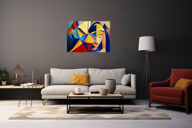 Original Cubism Geometric Painting by Marie Baboučková