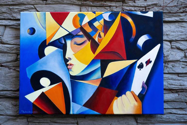 Original Cubism Geometric Painting by Marie Baboučková