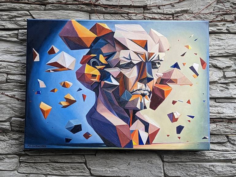 Original Surrealism Geometric Painting by Marie Baboučková