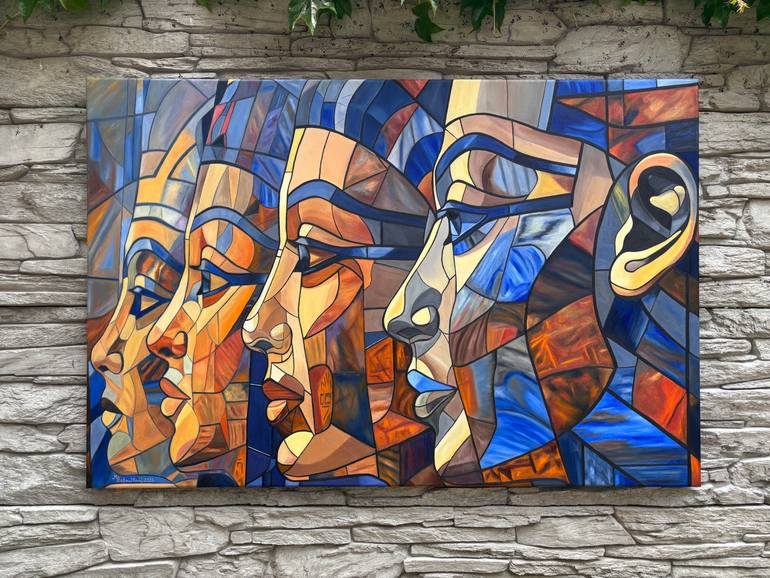 Original Cubism People Painting by Marie BaboučKová