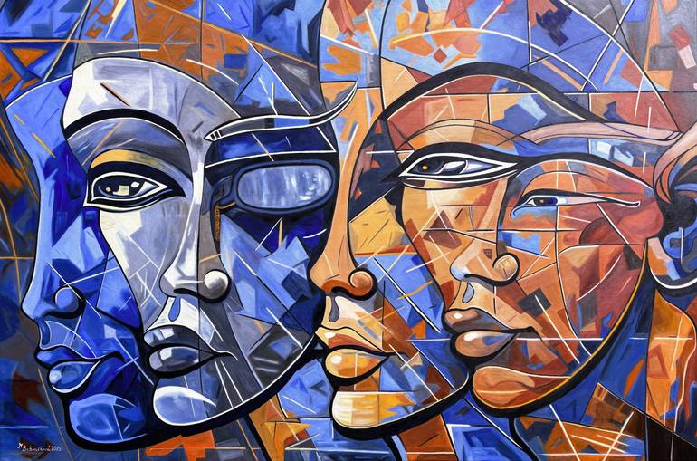 Original Cubism Men Paintings by Marie BaboučKová