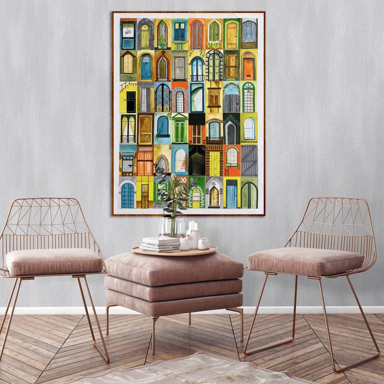 Original Abstract Architecture Painting by Saddle Handcrafted