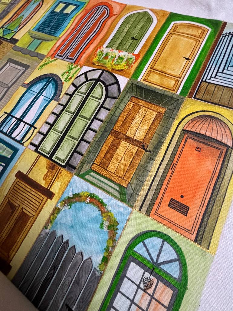 Original Abstract Architecture Painting by Saddle Handcrafted